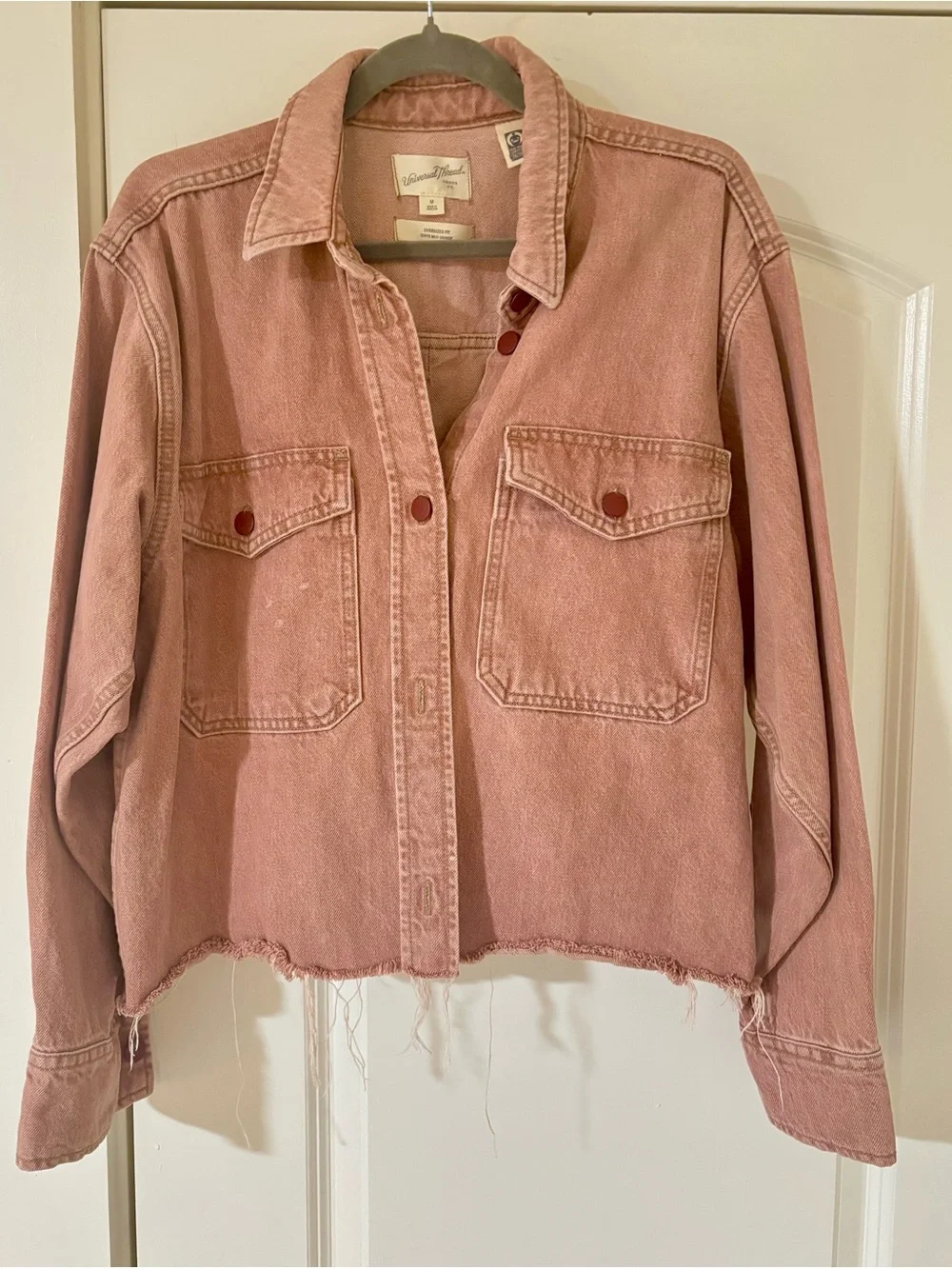 Oversized Washed Pink Denim distressed Jacket - Picture 2 of 9